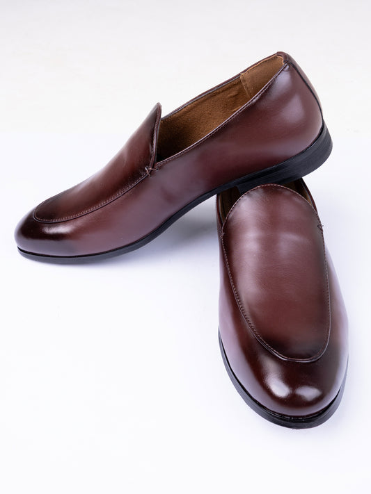 Brown Leather Casual Shoes - AL-MSHO-058