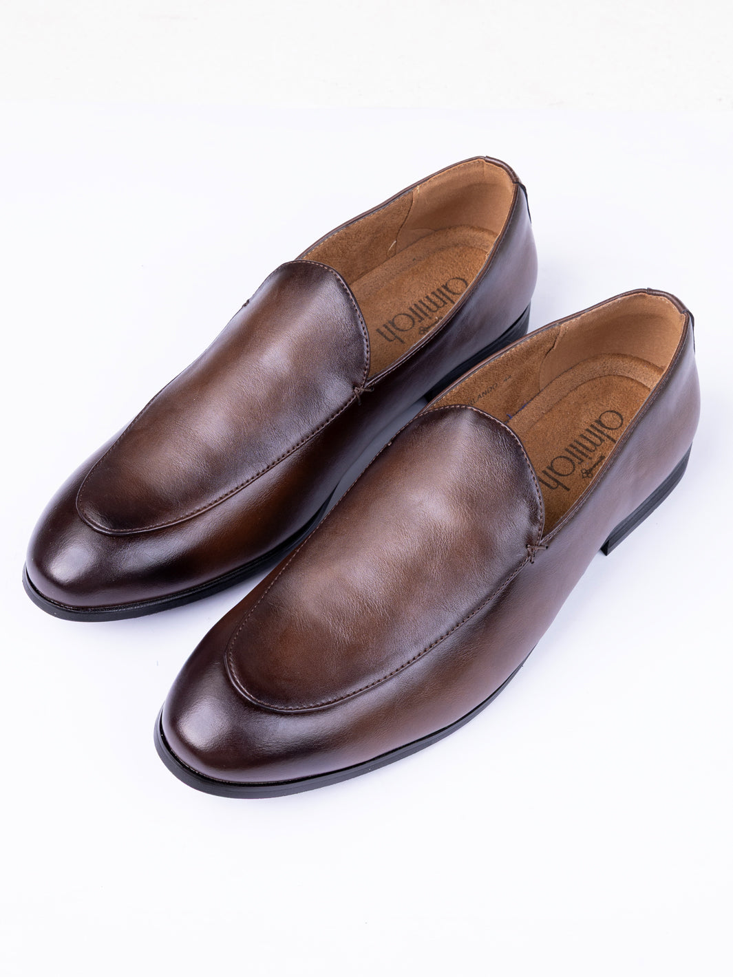 Chocolate Brown Leather Casual Shoes - AL-MSHO-059