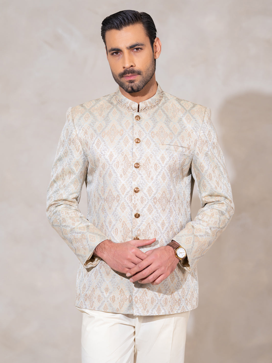 Silver Semi-Formal Prince Coat - AL-PCS-078