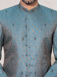 Teal Semi-Formal Prince Coat - AL-PCS-079