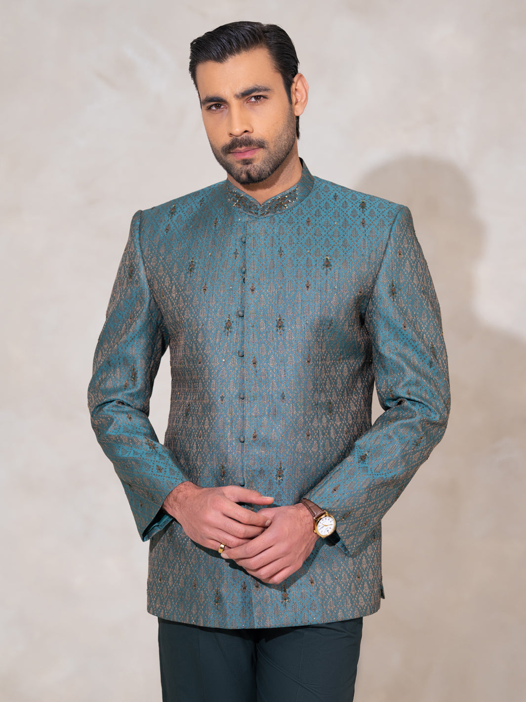 Teal Semi-Formal Prince Coat - AL-PCS-079