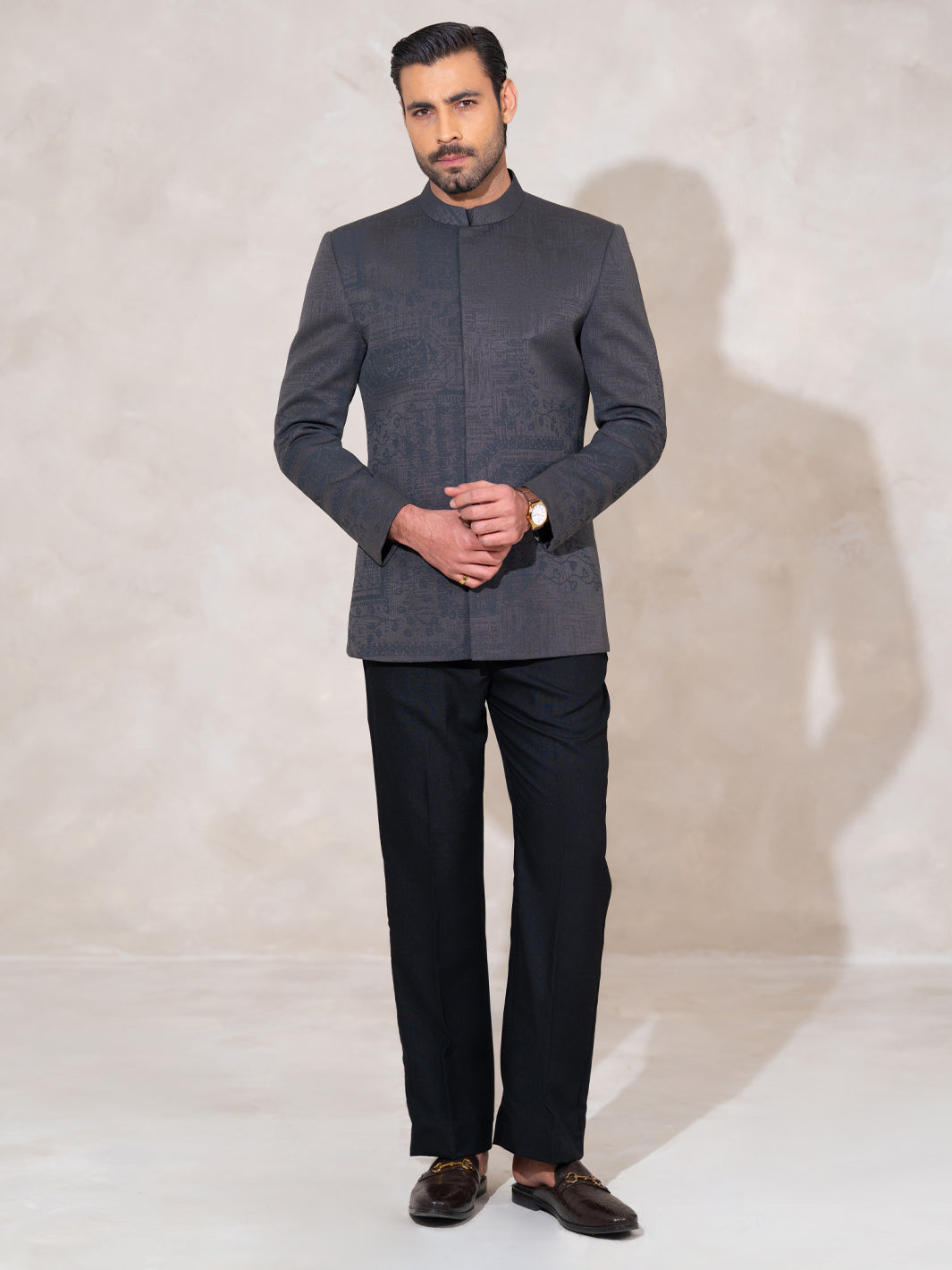 Charcoal Grey Formal Prince Coat - AL-PCS-086