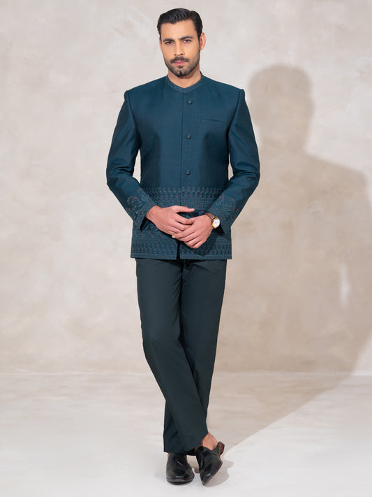 Teal Formal Prince Coat - AL-PCS-093