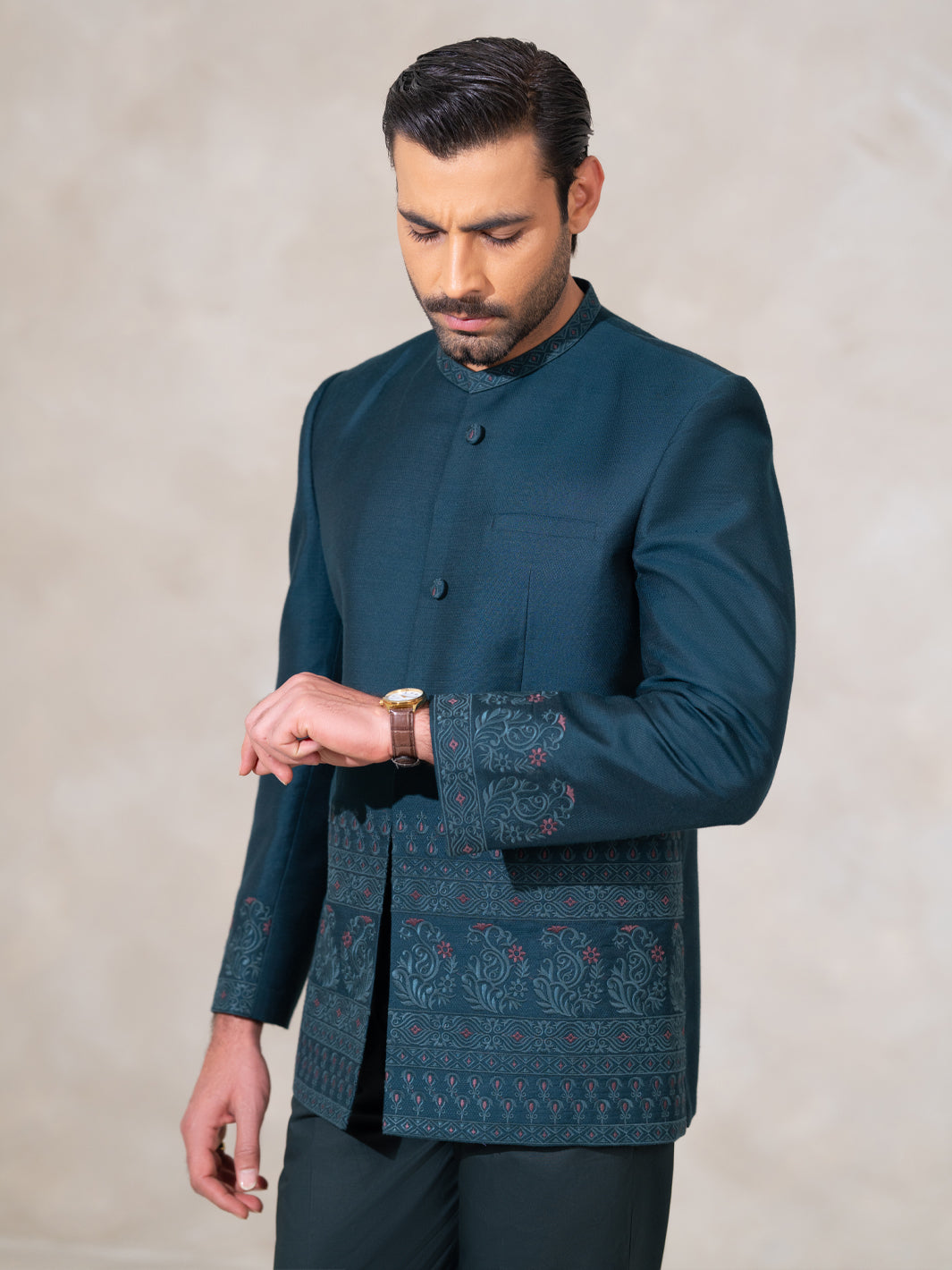 Teal Formal Prince Coat - AL-PCS-093