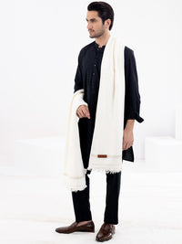 White Woolen Shawl For Men - AL-SH-008