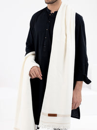 White Woolen Shawl For Men - AL-SH-008
