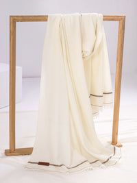 White Blended Shawl For Men - AL-SH-019