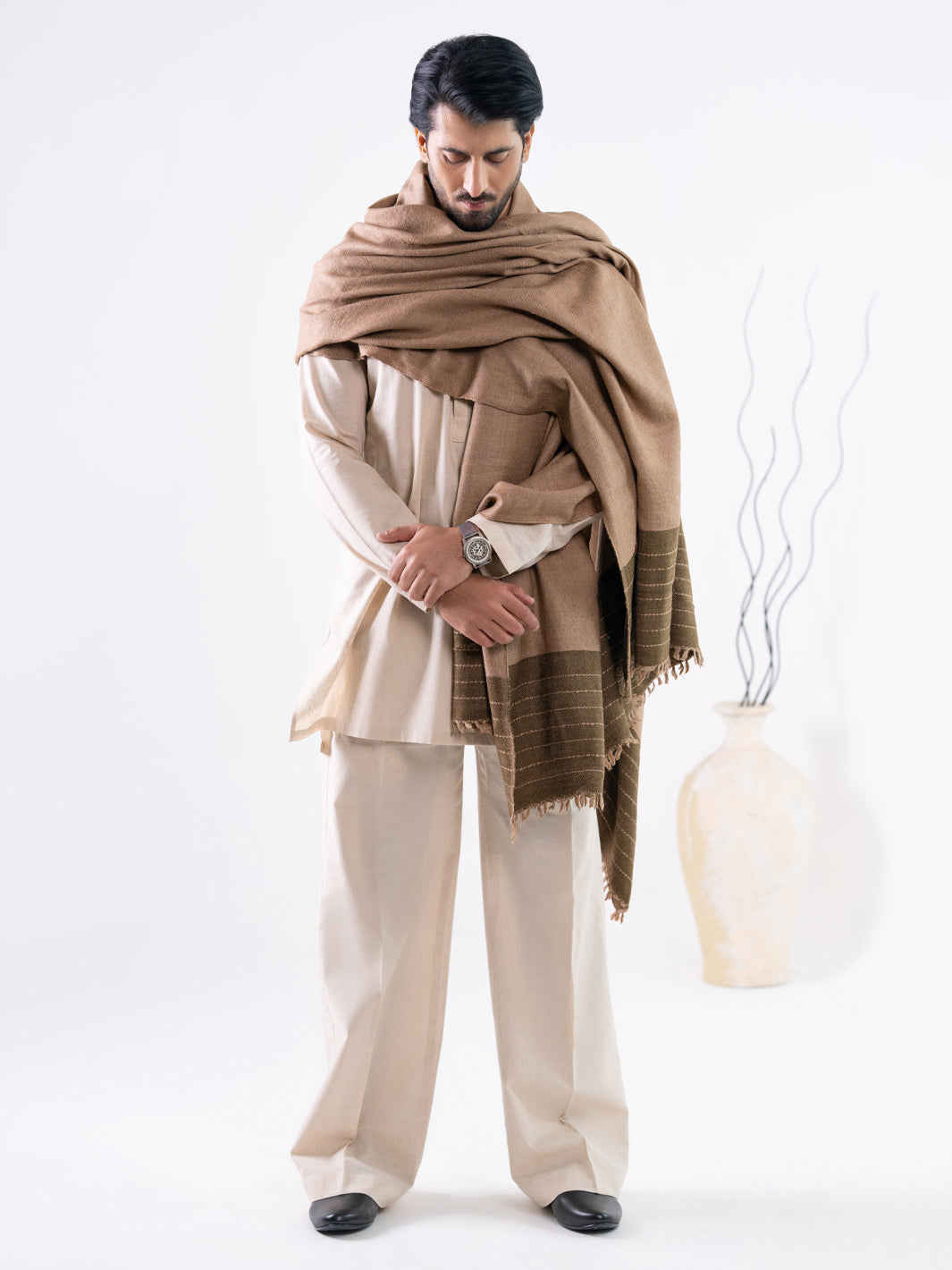 Brown Casual Shawl - AL-SH-038
