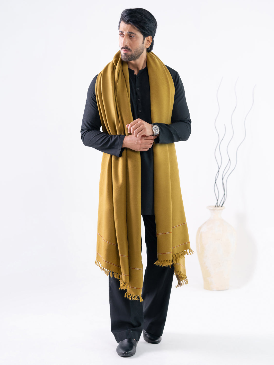 Olive Green Casual Shawl - AL-SH-046