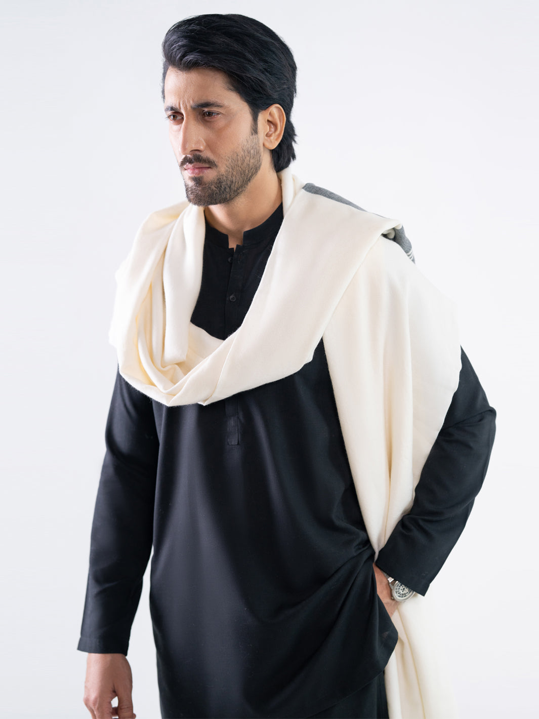 White Casual Shawl - AL-SH-047