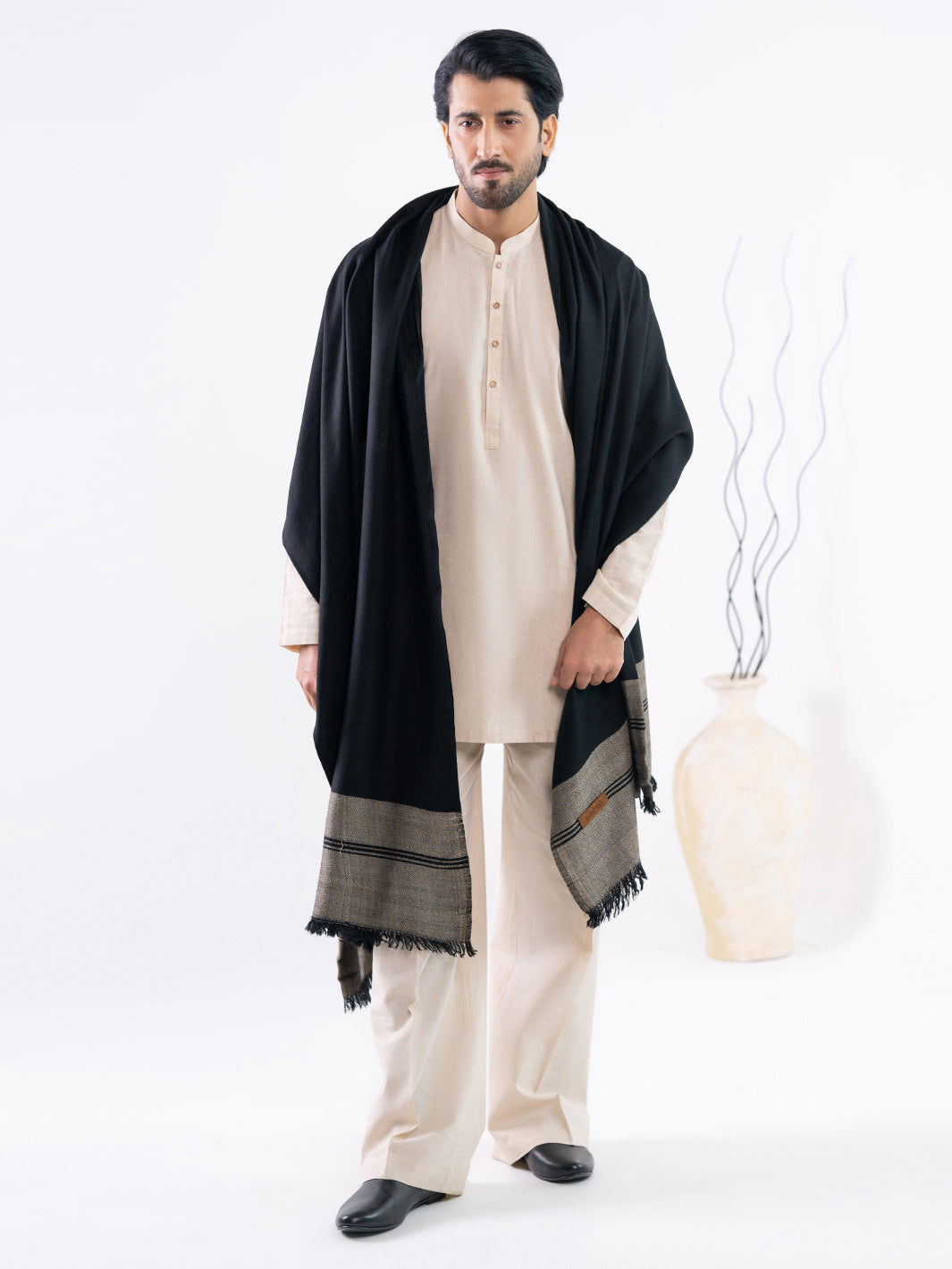 Black Casual Shawl - AL-SH-048