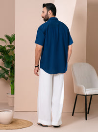 Navy Blue Cut & Sew Kurta - AL-SHT-001