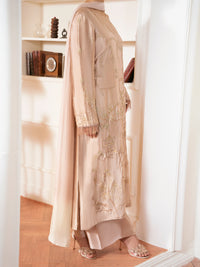 Peach Sheesha Silk Formal Stitched 3Pc - AL-3PS-SS-LS-610