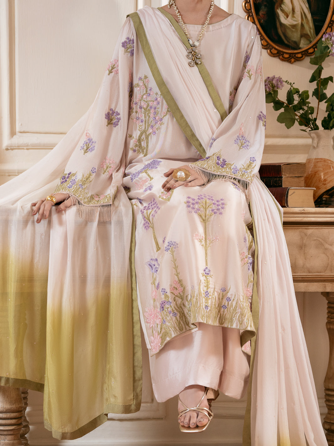 Light Pink Sheesha Silk Formal Stitched 3Pc - AL-3PS-SS-LS-611