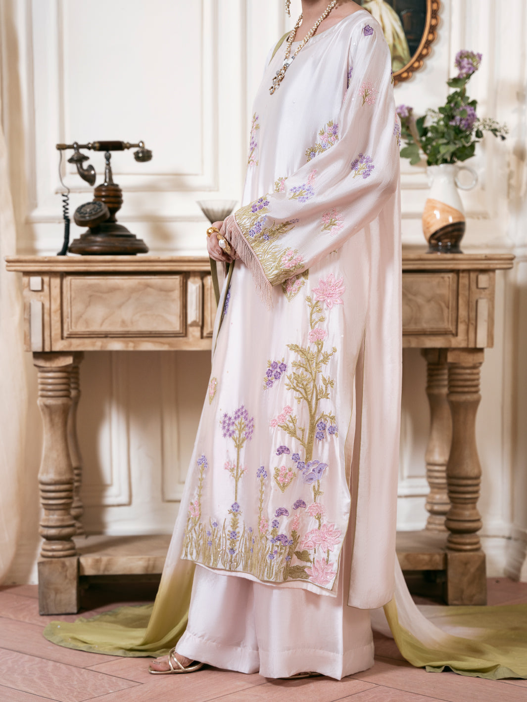 Light Pink Sheesha Silk Formal Stitched 3Pc - AL-3PS-SS-LS-611