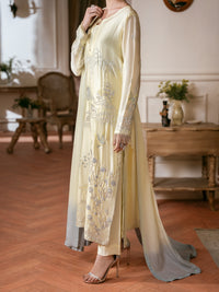 Lime Green Sheesha Silk Formal Stitched 3Pc - AL-3PS-SS-LS-612