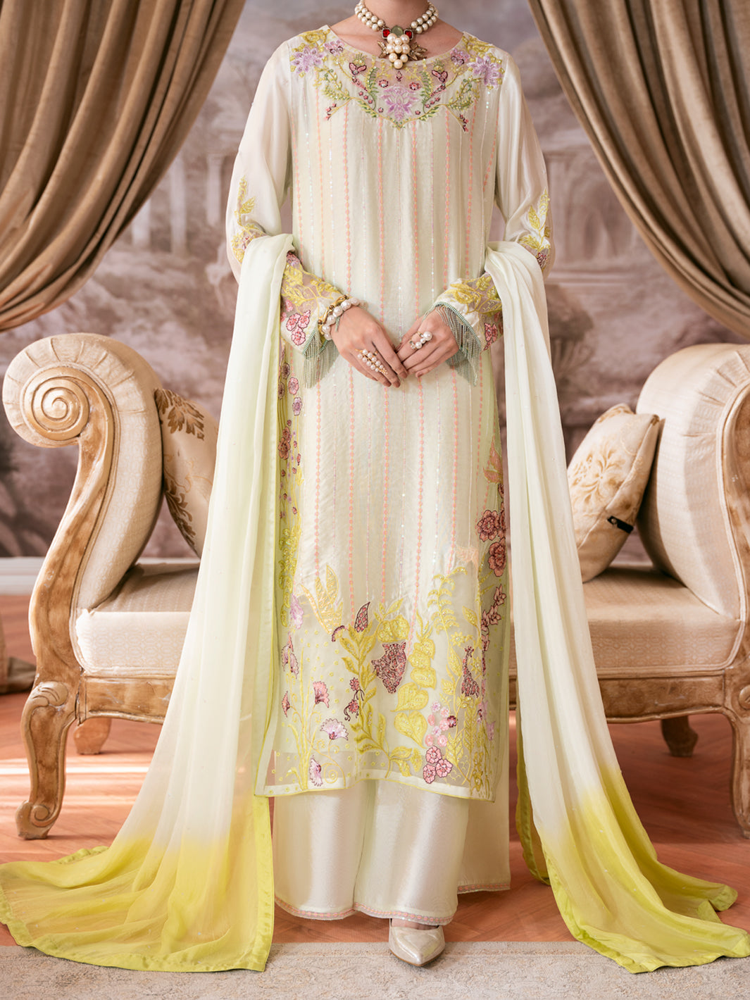 Sea Green Sheesha Silk Formal Stitched 3Pc - AL-3PS-SS-LS-613