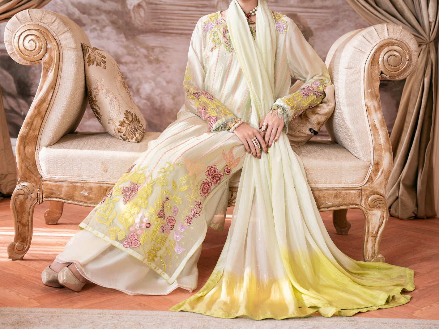 Sea Green Sheesha Silk Formal Stitched 3Pc - AL-3PS-SS-LS-613