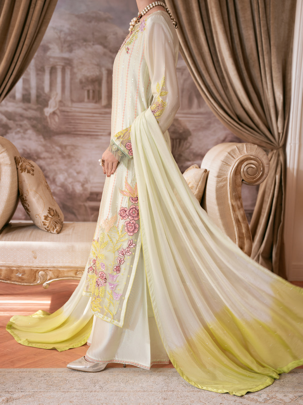 Sea Green Sheesha Silk Formal Stitched 3Pc - AL-3PS-SS-LS-613