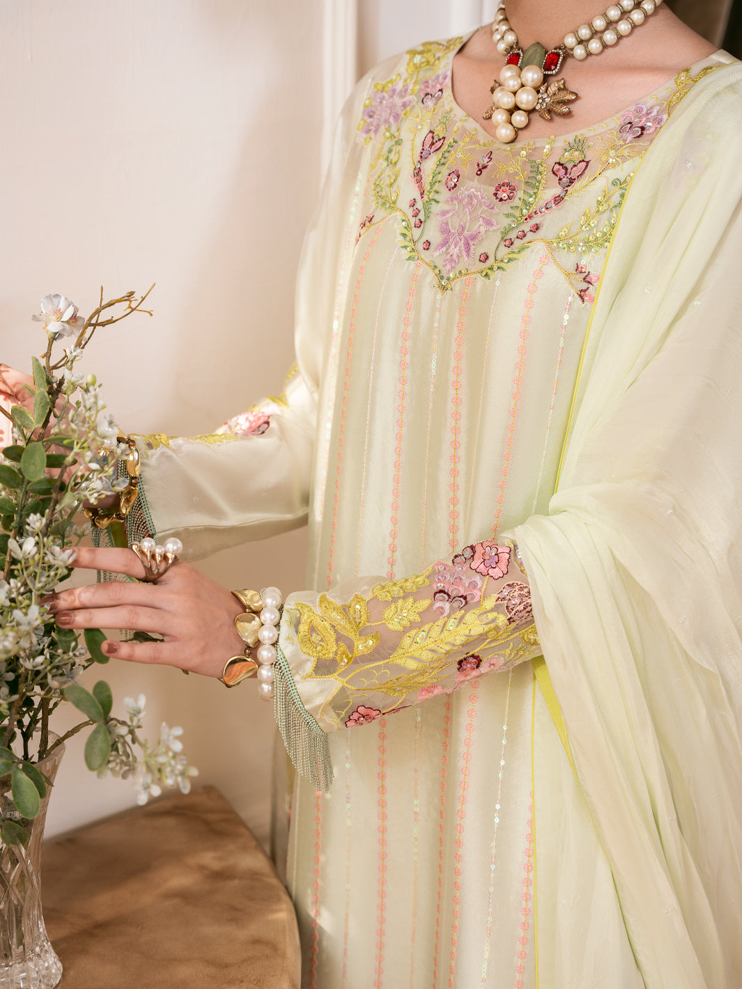 Sea Green Sheesha Silk Formal Stitched 3Pc - AL-3PS-SS-LS-613