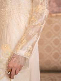 White Sheesha Silk Formal Stitched 3Pc - AL-3PS-SS-LS-614