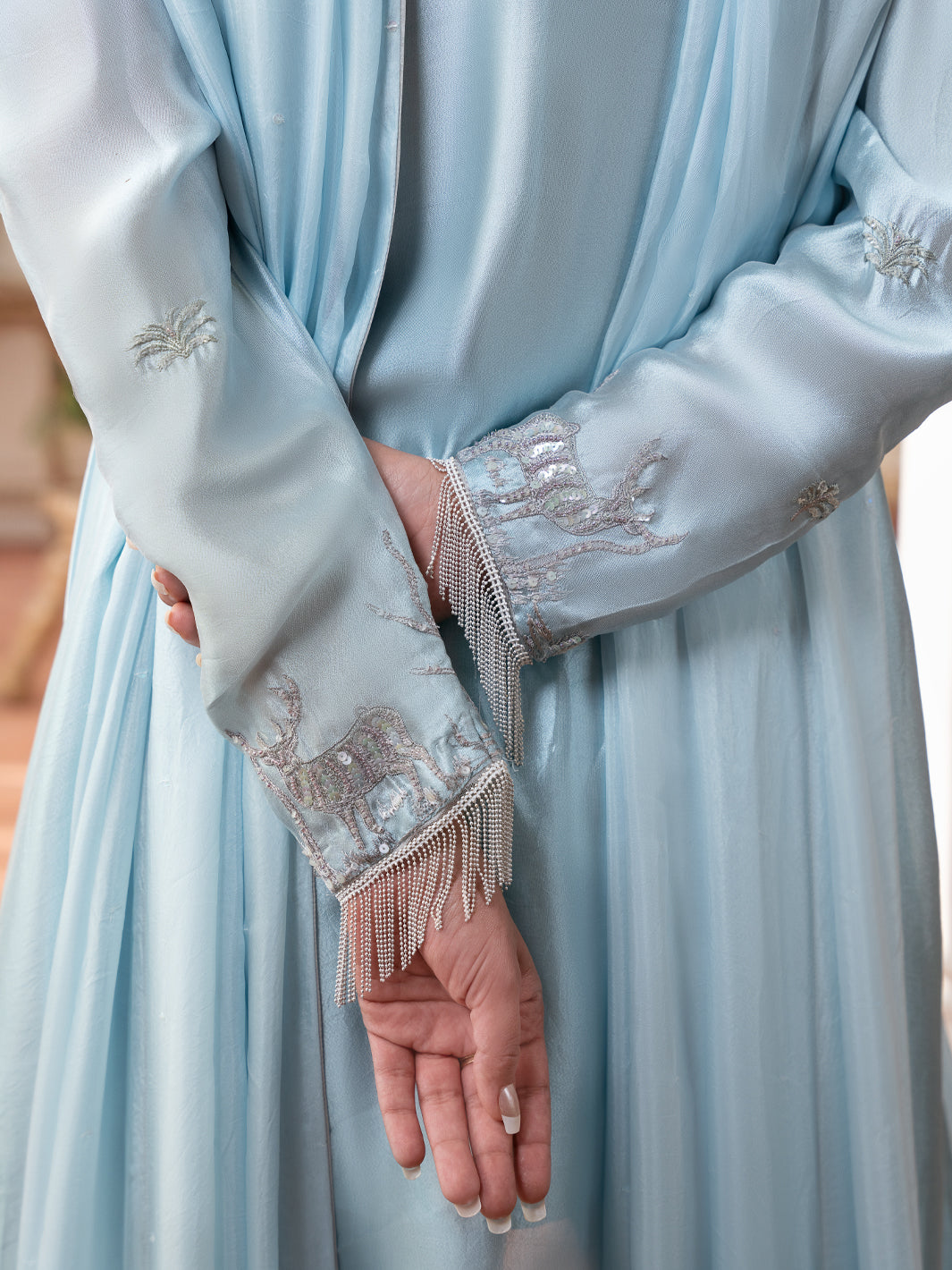 Sea Blue Sheesha Silk Formal Stitched 3Pc - AL-3PS-SS-LS-615