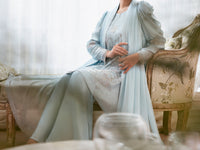 Sea Blue Sheesha Silk Formal Stitched 3Pc - AL-3PS-SS-LS-615