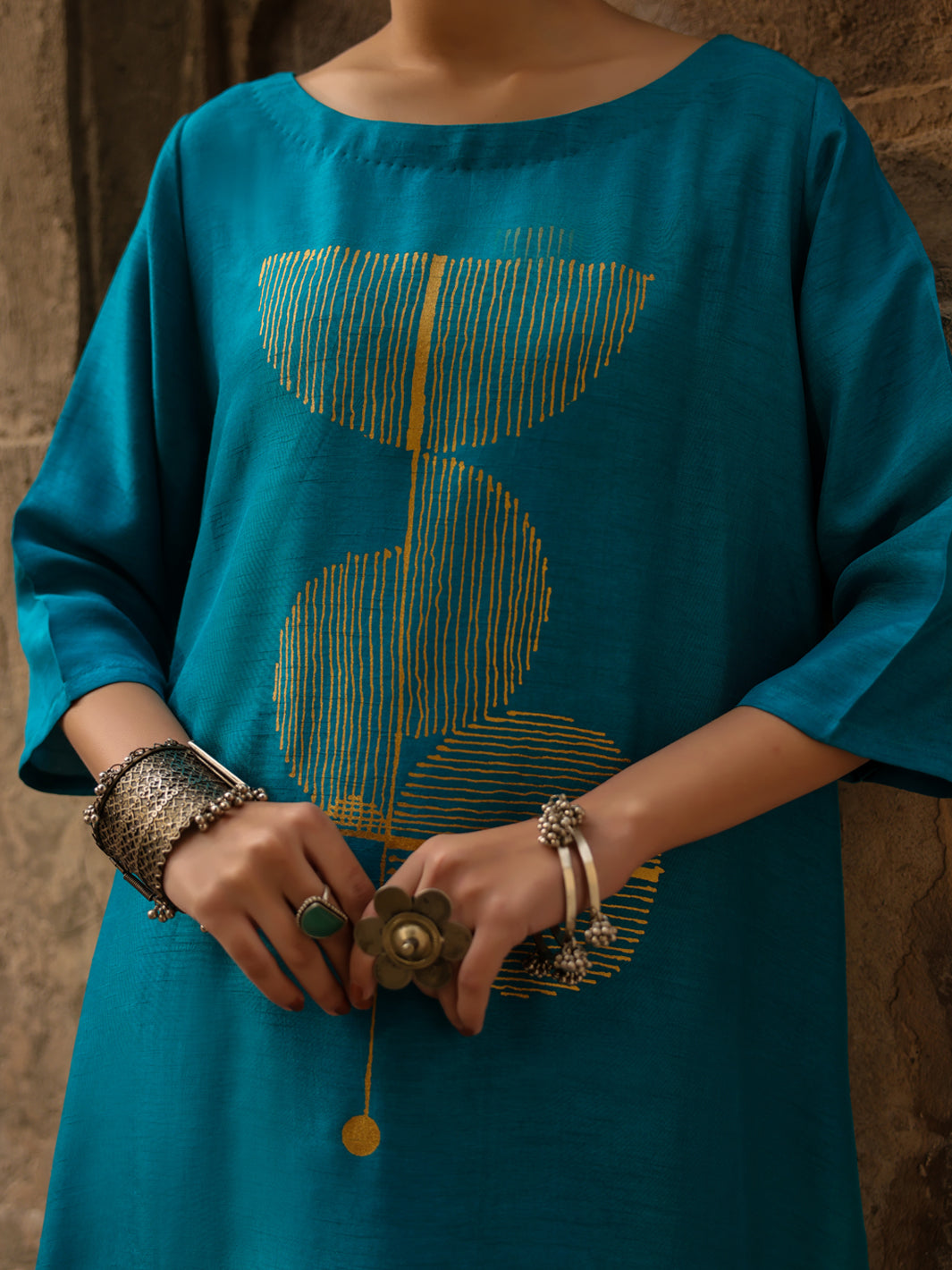 Turquoise Raw Silk Formal 2Pc Stitched - AL-SS-LS-LKS-591