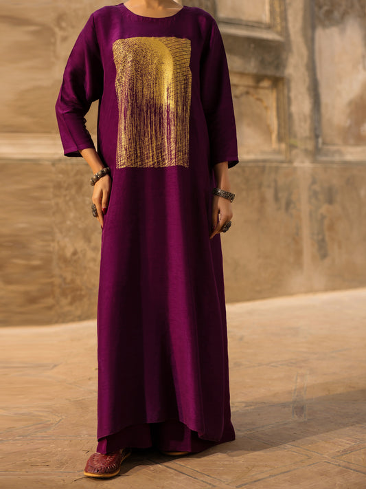 Purple Raw Silk Formal 2Pc Stitched - AL-SS-LS-LKS-592