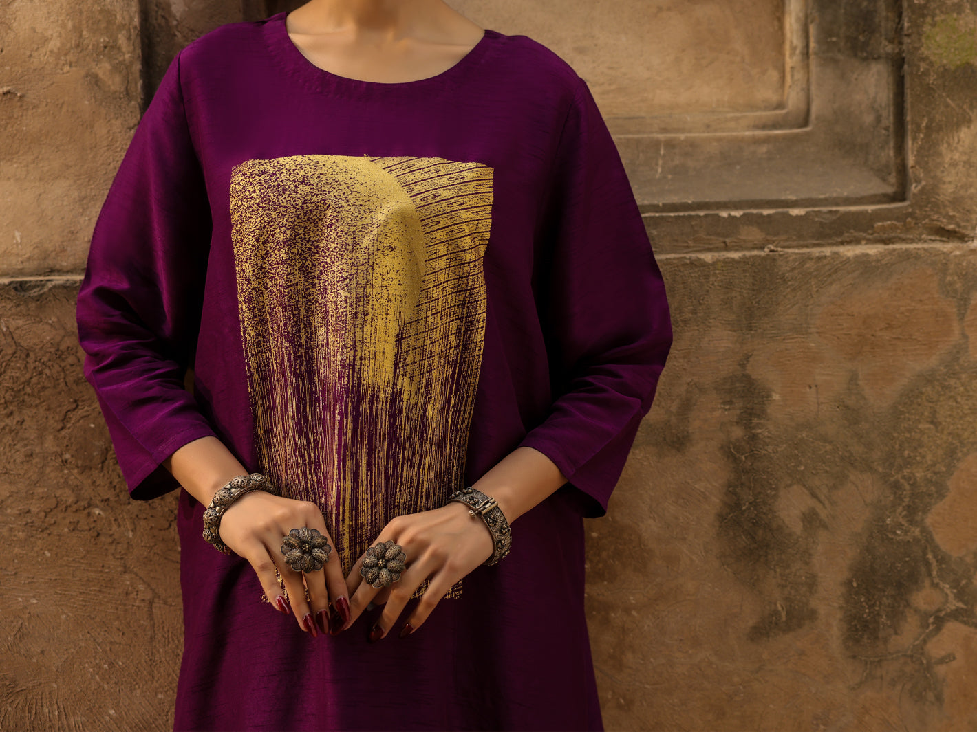 Purple Raw Silk Formal 2Pc Stitched - AL-SS-LS-LKS-592