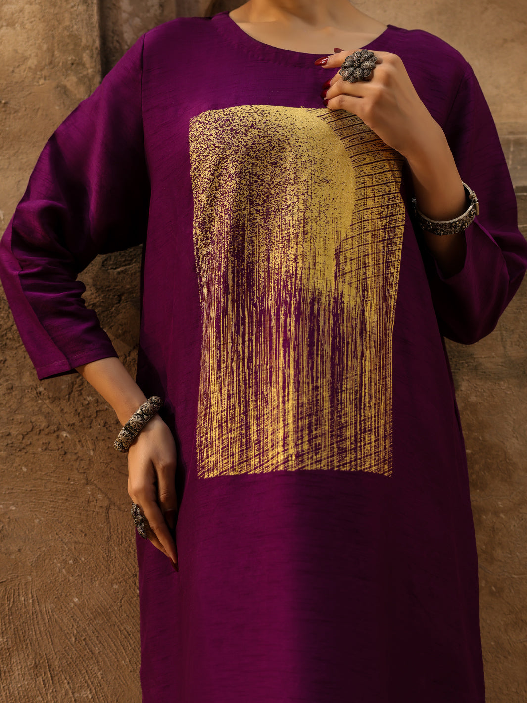 Purple Raw Silk Formal 2Pc Stitched - AL-SS-LS-LKS-592