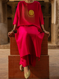 Fuchsia Raw Silk Formal 2Pc Stitched - AL-SS-LS-LKS-593