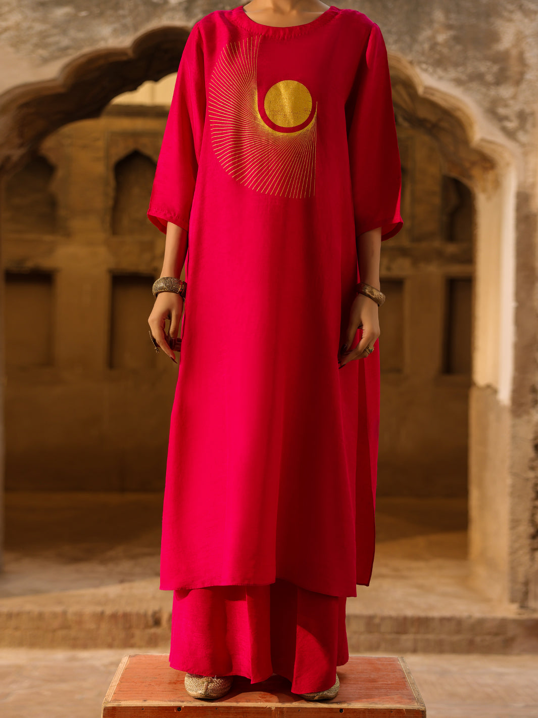 Fuchsia Raw Silk Formal 2Pc Stitched - AL-SS-LS-LKS-593