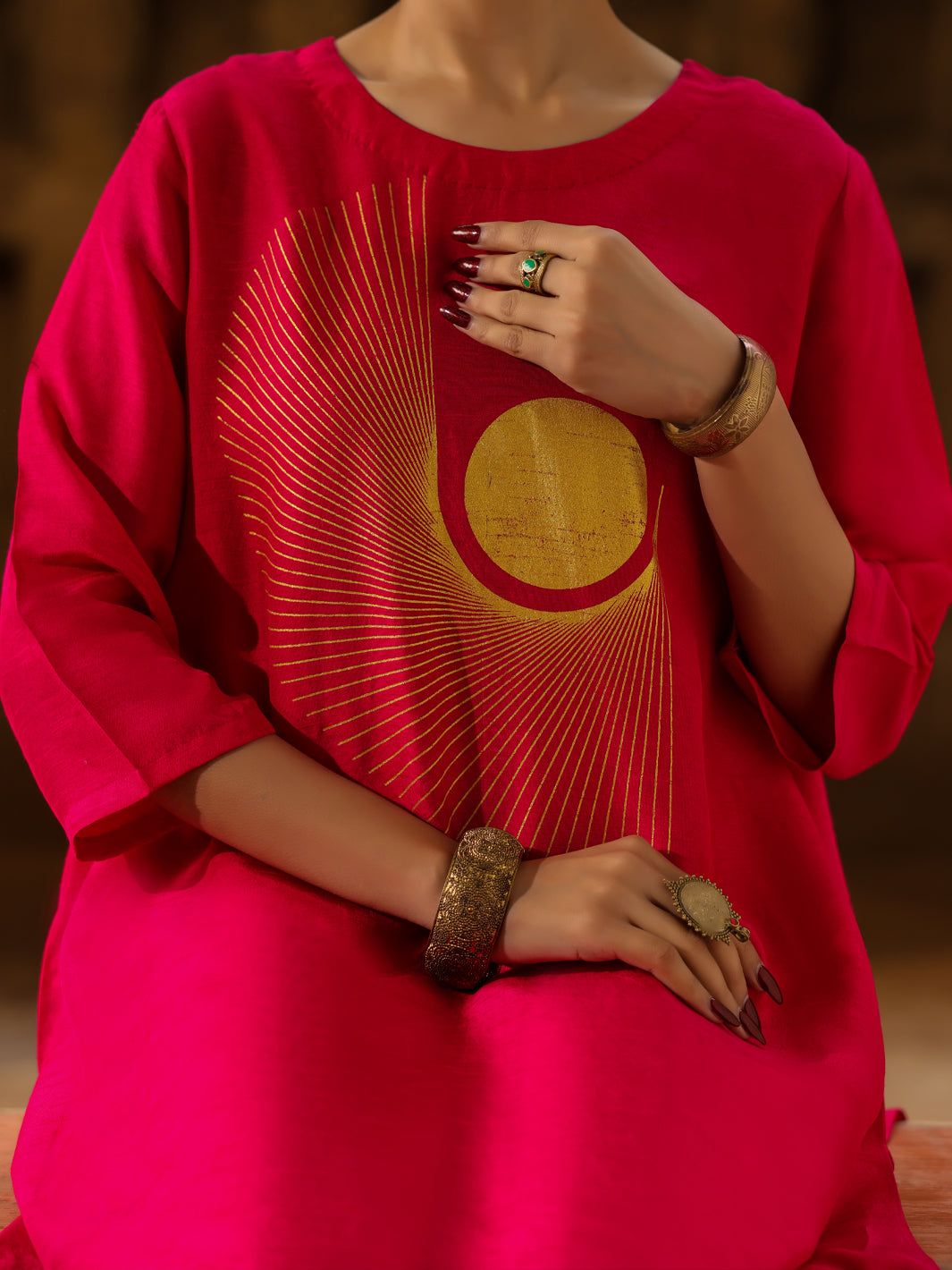 Fuchsia Raw Silk Formal 2Pc Stitched - AL-SS-LS-LKS-593