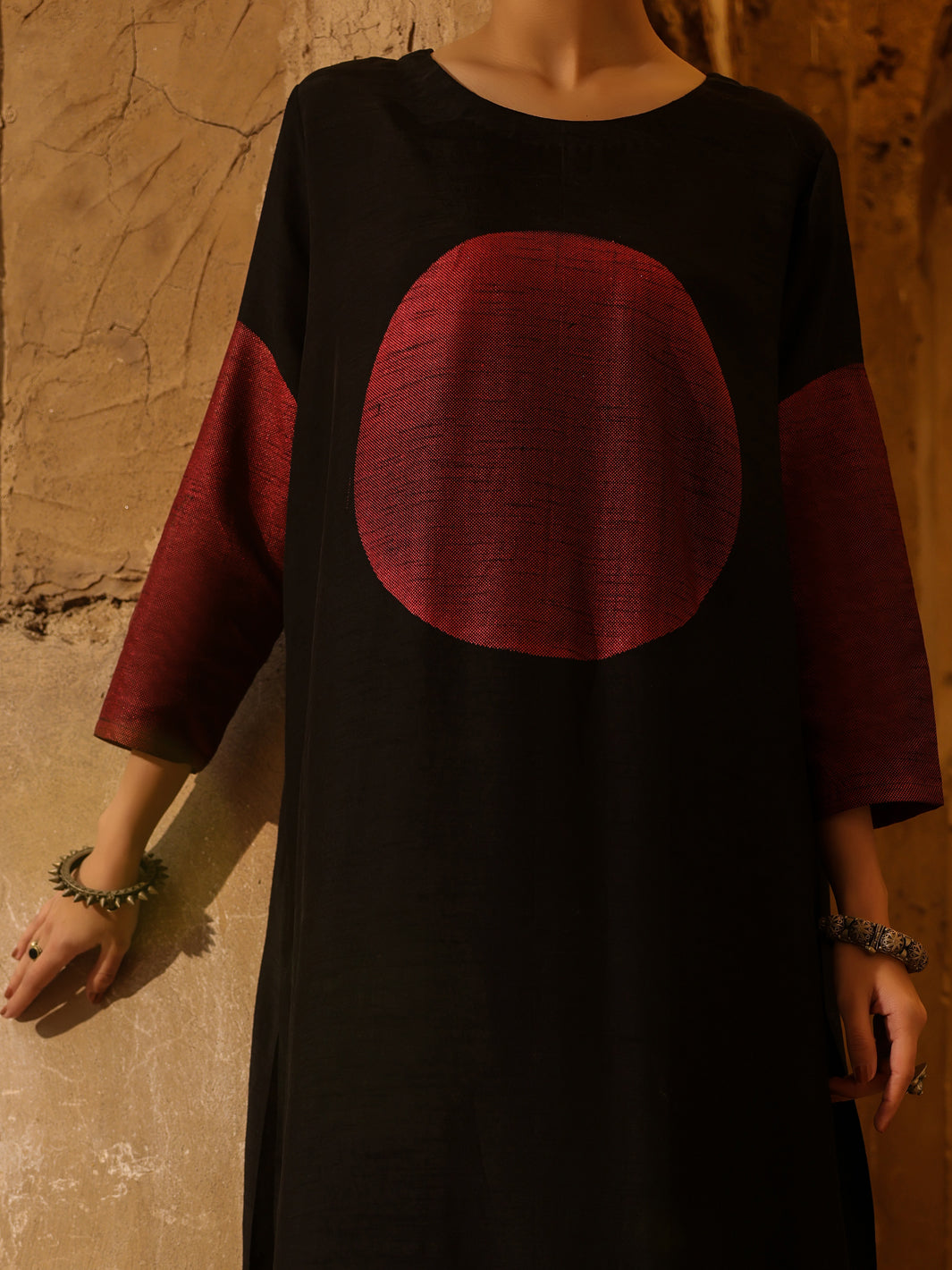 Black Raw Silk Formal 2Pc Stitched - AL-SS-LS-LKS-595