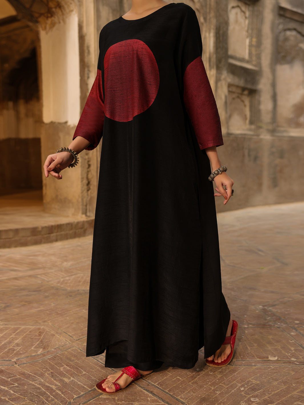 Black Raw Silk Formal 2Pc Stitched - AL-SS-LS-LKS-595