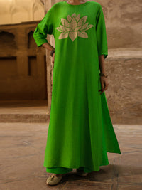Neon Green Raw Silk Formal 2Pc Stitched - AL-SS-LS-LKS-616
