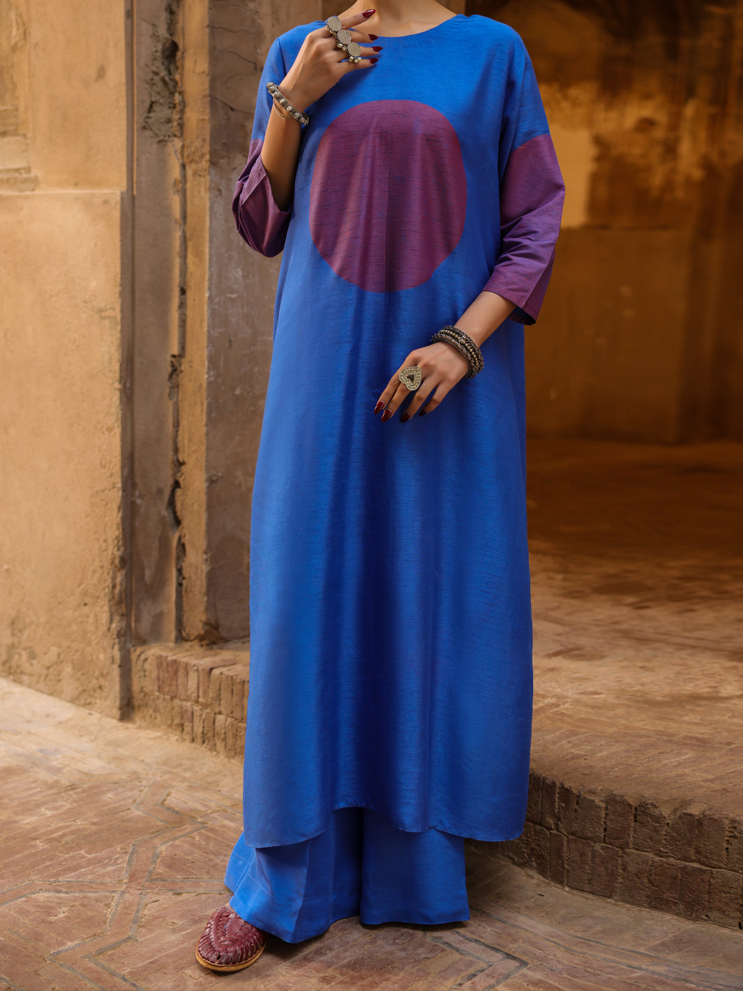 Blue Silk Formal 2Pc Stitched - AL-SS-LS-LKS-618