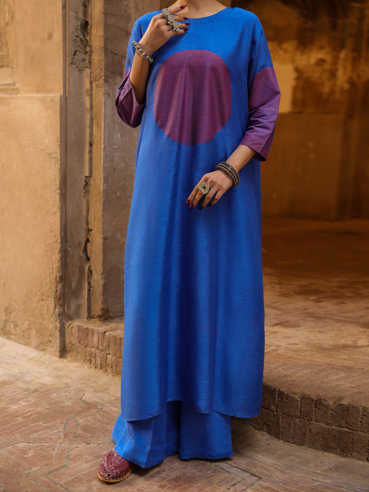 Blue Silk Formal 2Pc Stitched - AL-SS-LS-LKS-618