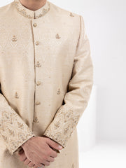 Dull Beige Blended Men Sherwani - AL-SW-145