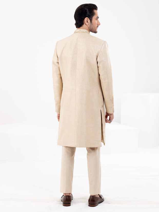 Dull Beige Blended Men Sherwani - AL-SW-145