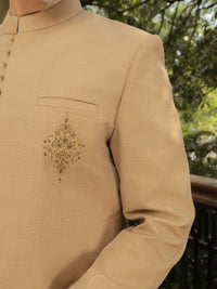 Beige Embroidered Sherwani - AL-SW-147