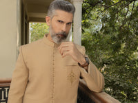 Beige Embroidered Sherwani - AL-SW-147