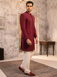 Maroon Cotton Sherwani - AL-SW-153