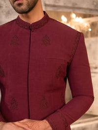 Maroon Cotton Sherwani - AL-SW-153