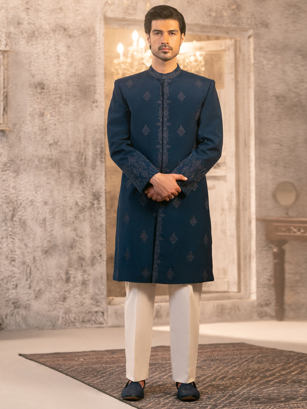 Blue Cotton Sherwani - AL-SW-154
