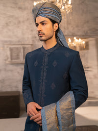 Blue Cotton Sherwani - AL-SW-154