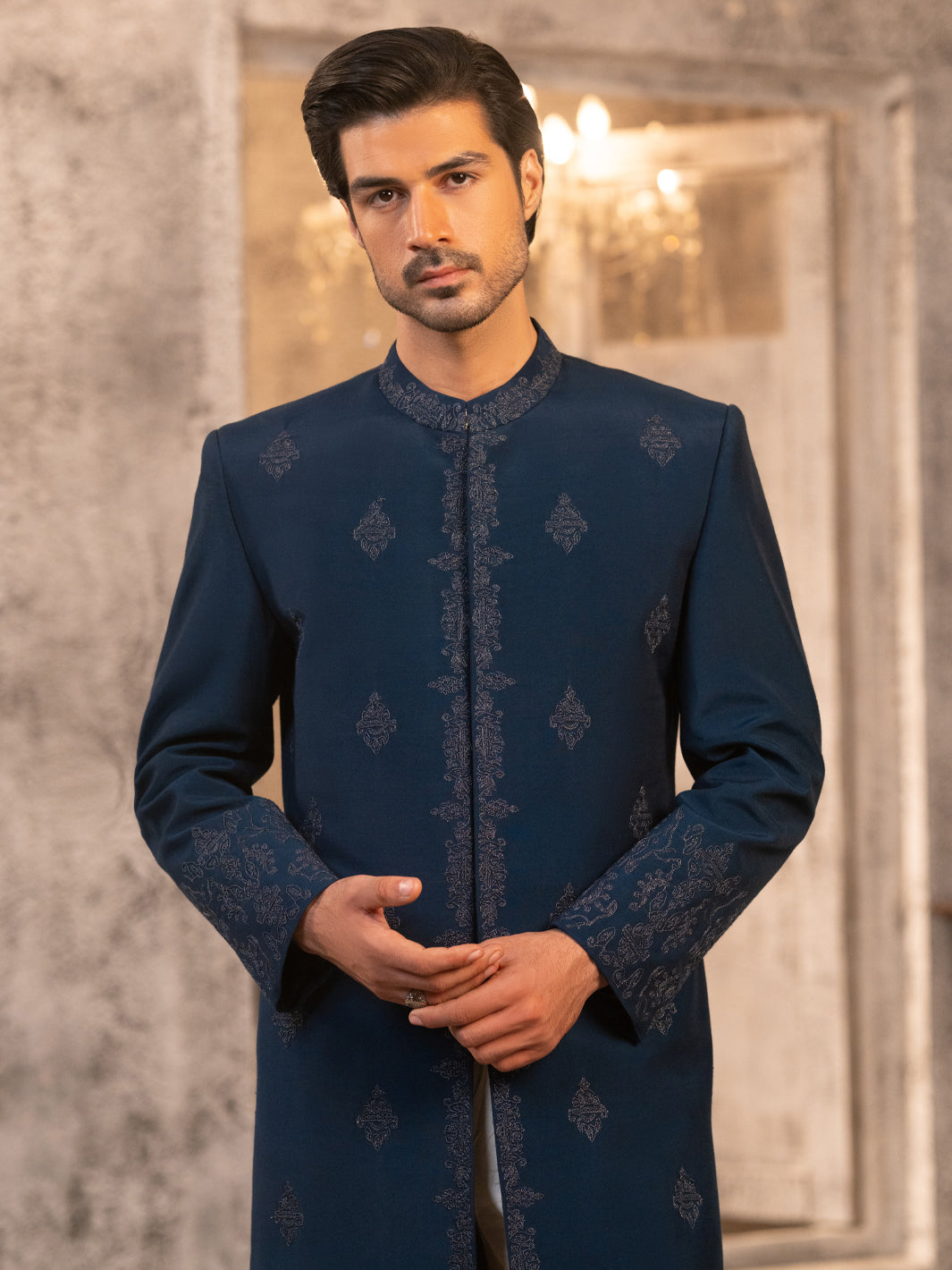 Blue Cotton Sherwani - AL-SW-154