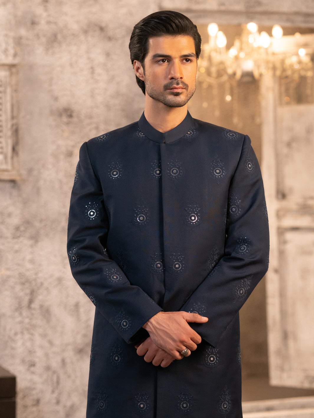 Navy Blue Formal Sherwani - AL-SW-155