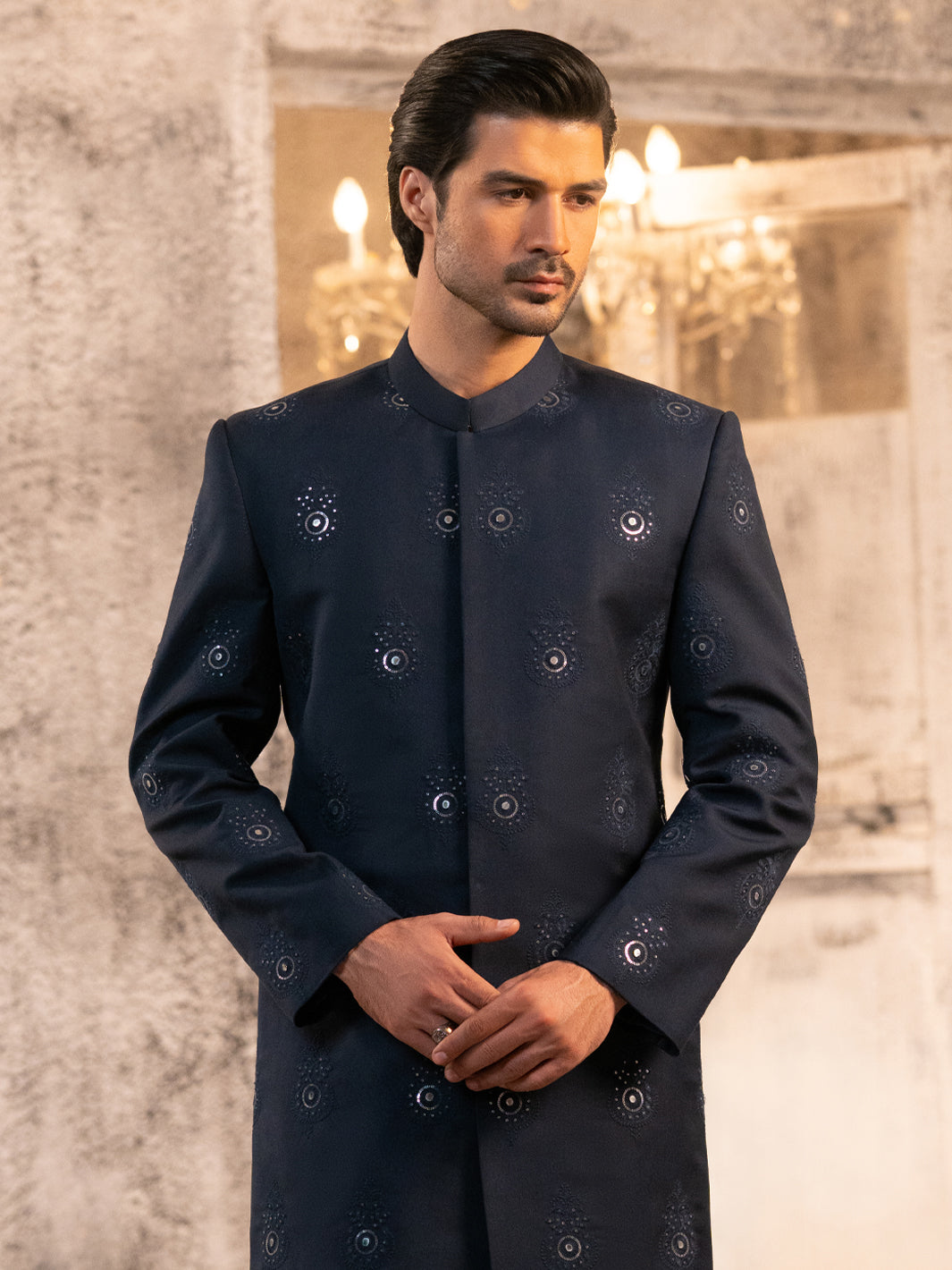 Navy Blue Formal Sherwani - AL-SW-155